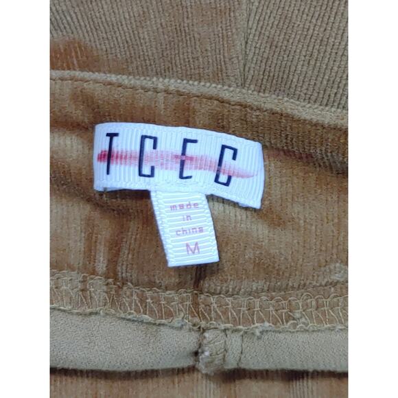 TCEC Corduroy Pants Flared Button Detail Elastic Waist Pull On Brown Womens M - Picture 3 of 7